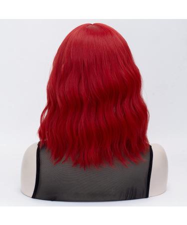 Red Wig with Bang | Qaccf Short Wavy Synthetic Bob for Women - Realistic Halloween Costume Accessory - Buy Online on GoSupps.com