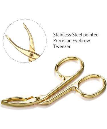 Buy Gilded Eyebrow Tweezers & Scissors - 3 Pack Straight & Pointed Hair Gripping Tool | International Shipping Available - Buy Online on GoSupps.com