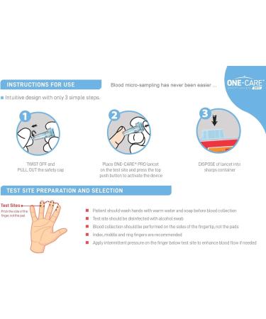 MediVena ONE-CARE Safety Lancets - 30G Sterile Finger Prick Device for Diabetes Testing Push Button Activation 100/Box - Buy Online on GoSupps.com