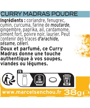 MARCEL SENCHOU - Curry Madras - Sweet and Fragrant - Based on Coriander Fenugreek Cumin Ginger - May Contain Traces of Pea - Buy Online on GoSupps.com