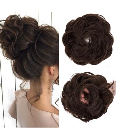 S-Noilite hair pieces for women hair scrunchies thick messy bun hair bun updo Chignons ponytail extenions - Chestnut Brown M4