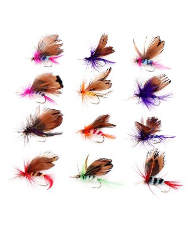OriGlam 12pcs Fly Fishing Lures Butterfly Fly Baits Handmade for Fly Fishing Bass Panfish Trout Salmon