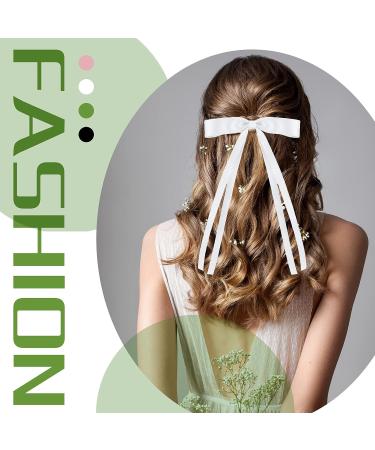 Yunlly 8 Pcs Tassel Ribbon Hair Bow Clips for Women and Girls - Silky Hair Accessories - Buy Online on GoSupps.com