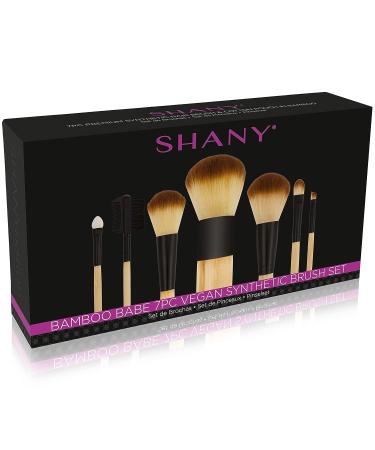 SHANY Bamboo Makeup Brush Set - 7pc Vegan Brushes with Premium Synthetic Hair and Cotton Pouch - Buy Online on GoSupps.com
