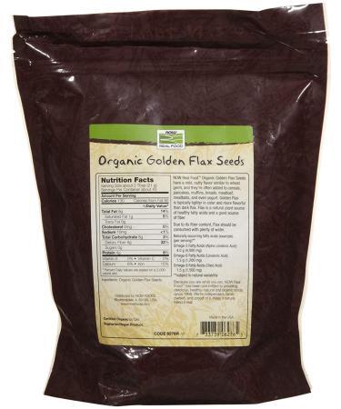 Now Foods Organic Golden Flax Seeds - 32 oz (907 g) - Real Food, High in Omega-3 - Buy Online on GoSupps.com