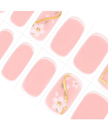 Danni & Toni Half hardened gel nail foils (flourish) pink flower gilding shiny uv gel nail foil nail ticker nail design nail foil self-adhesive wraps 28 sticker flourish-de