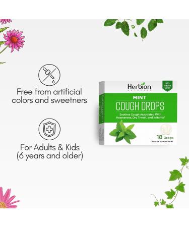 Herbion Naturals Cough Drops - Natural Mint Flavor - Soothes Sore Throat & Dry Mouth - 6 Packs (108 Lozenges) for Adults & Kids 6+ - International Shipping Available - Buy Online on GoSupps.com