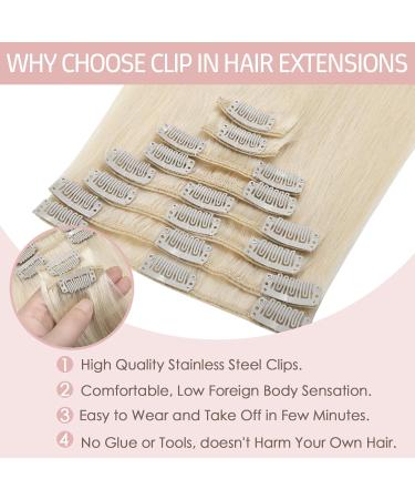 Silk-co Real Hair Extensions Hair Extensions Clip in Human Hair (8inches-45g #60 Platinum Blonde) 8pieces Straight -Basic Thickness-Thin Weft- Remy Hair Extensions 8 Inch #60 Platinum Blonde - Buy Online on GoSupps.com
