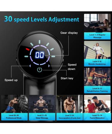 Deep Tissue Massage Gun for Athletes - 30 Speeds, 10 Heads, Portable Electric Massager for Neck & Back - Black - Buy Online on GoSupps.com