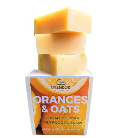 Sweet Oranges & Oats Bar Soap - Moisturizing Soap for Face & Body and Dry Sensitive Skin. Vegan 100% Natural Gluten-Free Oats