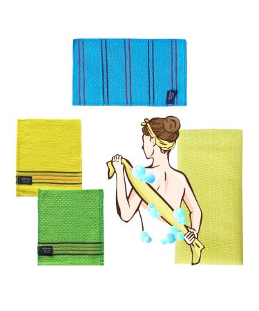 NOPIGO Korean Exfoliating Mitt and Body Wash Cloths Collection (Medium 4) 4collection