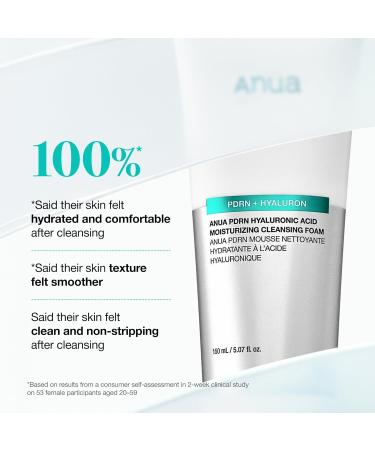 ANUA PDRN Hyaluronic Acid Moisturizing Cleansing Foam Hydrating Facial Cleanser for Dry Skin Daily Gentle Face Wash with Salmon DNA Balancing & Pore Care Korean Skincare (5.07 fl oz) 5.07 Fl Oz (Pack of 1) - Buy Online on GoSupps.com
