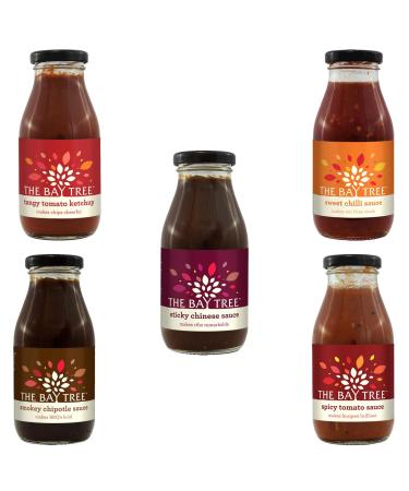 The Bay Tree Sauce Pick N Mix - Choose From 5 Flavours | Sweet Chilli Tangy-Tomato Ketchup Spicy-Tomato Sticky Chinese Smokey Chipotle - Pack of 3