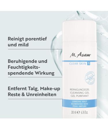 M. Asam Clear Skin Cleaning Gel 200ml | Vegan Mild Cleanser for Pimples & Blemishes | Purify & Clarify Skin Prevent Breakouts - Buy Online on GoSupps.com