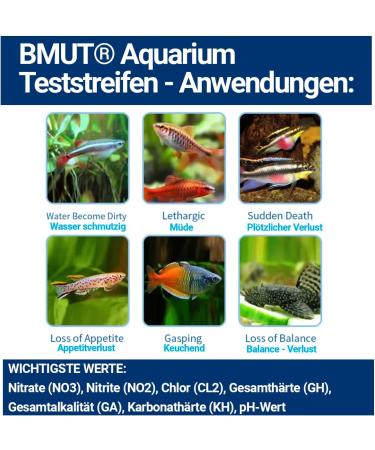 BMUT 100x 7-in-1 Aquarium Test Strips | Water Quality Tests for Pond & Fish - 2x50 Pack - Buy Online on GoSupps.com
