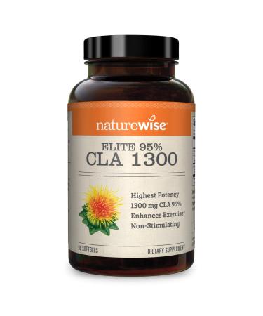 NatureWise Elite CLA 1300 Maximum Potency, 95% CLA Safflower Oil Workout Supplement, Natural Support for Muscle Retention & Growth, Non-Stimulating Formula & Gluten Free (1 Month Supply - 90 Count) ECLA 1300 90 Count (Pack…