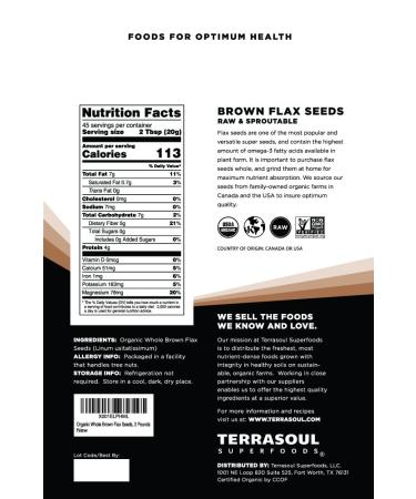 Terrasoul Superfoods Organic Brown Flax Seeds 4 Lbs (2 Pack) - Buy Online on GoSupps.com