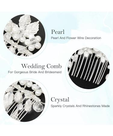 Makone Silver Handmade Flower Hair Clip for Wedding, Women and Girls - Pearl Flower Side Comb - Buy Online on GoSupps.com