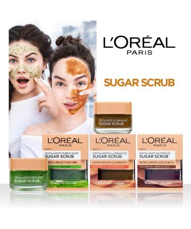 L'Or al Paris Sugar Scrub Cleanser Nourishing Exfoliating Face and Lips with Crystals No Sugaring + Cocoa Butter 50 ml Multicolor - Buy Online on GoSupps.com