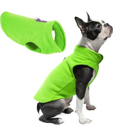 Gooby Fleece Vest Dog Sweater - Lime, Large - Warm Pullover Fleece Dog Jacket with O-Ring Leash - Winter Small Dog Sweater Coat - Cold Weather Dog Clothes for Small Dogs Boy or Girl Large chest (18.75") Lime