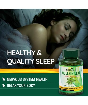 KIKI Green Mullein Leaf Herb Capsules - 1000mg Lung Cleanse & Detox | Respiratory Health Support | Mullein Tea Bags for Smokers | 90 Vegan Pills - Buy Online on GoSupps.com