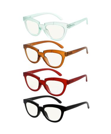 Eyekepper 4-Pack Progressive Multifocus Reading Glasses for Women Half Moon Multifocal Readers +1.50 4 Pack Mix Color 1.5 x