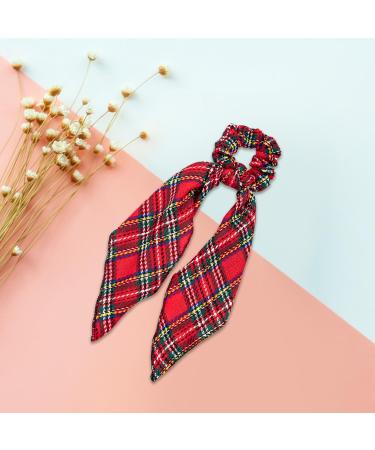 Miaija 3Pieces Chrismas Tartan Scrunchies Red Tartan Scottish Hair Scrunchie Ribbon Bow Hair Ropes Scrunchy Hair Accessories for Women Girls - Buy Online on GoSupps.com