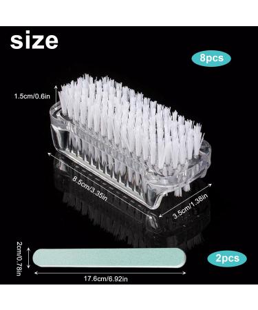 PIZSIET 8-Piece Double-Sided Hand Washing Brush Set - Nail Brush Transparent Nail Brush & 2 Nail Files for Kids & Bathroom Cleaning - Buy Online on GoSupps.com
