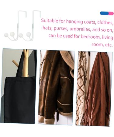 Hemoton 2pcs Double Hook Coat Hangers Towel Rack Clothes Hangers Hooks Door Hook Hanger Nail Hat Hook 14x9cm White - Buy Online on GoSupps.com