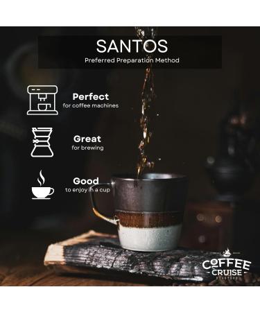 COFFEE CRUISE Santos Coffee Beans 1 kg - Medium Roast - Aromatic Caramels - For all Coffee Machines - 100% Arabica - Buy Online on GoSupps.com