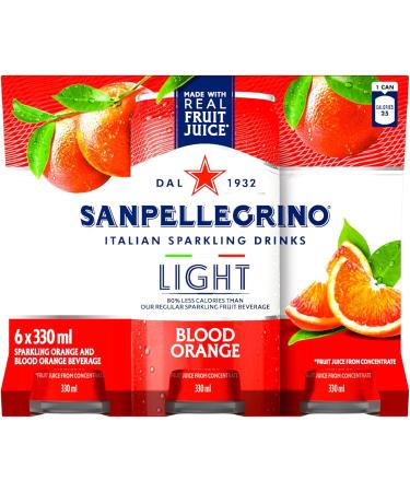 SAN PELLEGRINO Light Blood Orange Sparkling Fruit Beverage 25 Calories Per Serving Made With Real Fruit Juice (From Concentrate) Bold And Flavourful Crafted in Italy 24 Cans - Buy Online on GoSupps.com