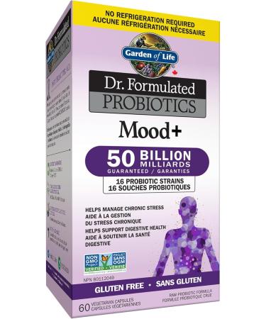 Garden of Life Dr. Formulated Probiotics Mood+ | Manages Digestive Health & Symptoms of Chronic Stress | 50 Billion CFU + 16 Probiotic Strains | Includes Organic Ashwagandha and Blueberries - Buy Online on GoSupps.com