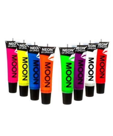 Moon Glow - Blacklight Neon Lip Gloss   0.5oz Set of 8   Scented and glows brightly under UV/Blacklight!