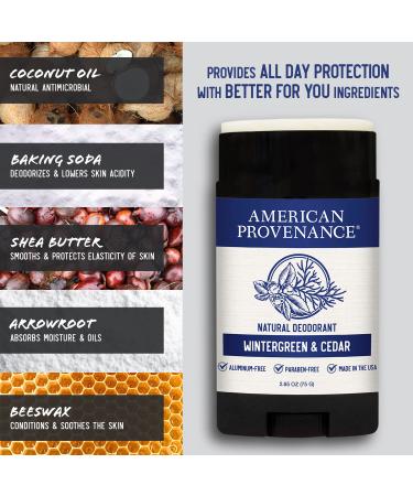 American Provenance All-Natural Men's Deodorant - Aluminum Free, Essential Oils, Long-Lasting, Made in USA - Wintergreen & Cedar - Buy Online on GoSupps.com