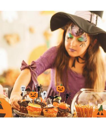 50 PCS Plastic Halloween Cupcake Topper Ghost Cupcake Picks Toothpicks Pumpkin Spider Bat Skull Cake Toppers Food Decor for Kids Halloween Theme Birthday Party Baby Shower Decorations Supplies - Buy Online on GoSupps.com