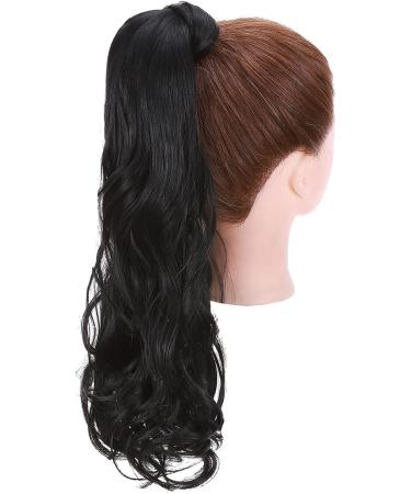 24 Long Curly Wavy Wrap Around Ponytail Clip in Hair Extension - Dark Black 24 Inch - Buy Online on GoSupps.com