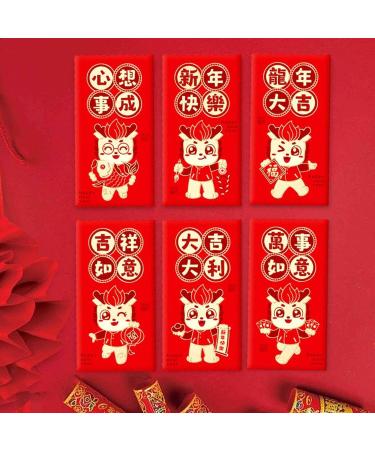 6X Chinese New Year Red Envelopes Hong Bao Hongbao 2024 Dragon Rectangle Red Packet Lucky Money Envelope for Birthday Wedding B Style B - Buy Online on GoSupps.com