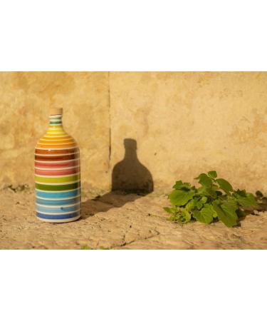 Frantoio Muraglia Rainbow Ceramic Container with Extra Virgin Olive Oil 500ml - Handmade Apulian Craftsmanship Intensive Fruity Essence - Buy Online on GoSupps.com