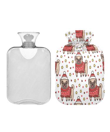KCLDECI hot bottle with cover cute dog breeds 2 l hot water bottle hot water bag for foot warmer pain relief heat and cold therapy cramps