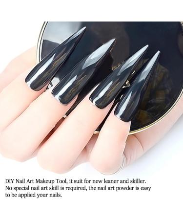 Black Chrome Nail Powder - Holographic Mirror Effect Gel & Glitter for Stunning DIY Manicures - Buy Online on GoSupps.com