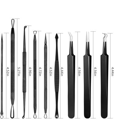Blackhead Remover Pimple Popper Tool Kit - 19 Pcs Professional Extractor Set for Face and Nose - Stainless Steel Comedone and Whitehead Extractor with Metal Case (Black) - Buy Online on GoSupps.com