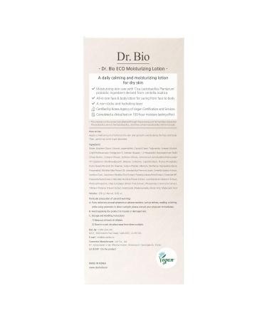 Dr.Bio Eco Moisture Lotion Body & Face Daily Moisturizer for Sensitive Skin Types with Ceramide Shea Butter Probiotics & Cica Organic & Vegan Fragrance-Free Hypoallergenic Korean Skincare - Buy Online on GoSupps.com