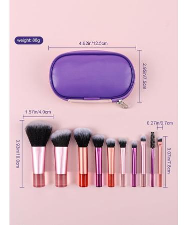 Travel Makeup Brushes Set - 10pcs Mini Cosmetic Brush Kit with Bag | Small Multi Color Face & Eye Brushes - Buy Online on GoSupps.com