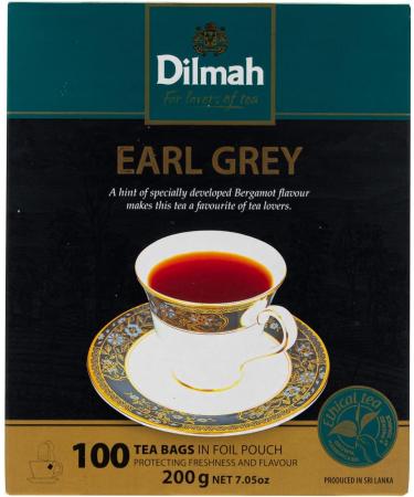 Dilmah Earl Grey Tea - Handpicked Single Region Artisanally Made Ceylon Tea. 100 Tea Bags Wrapped In Foil (Earl Grey) - Buy Online on GoSupps.com