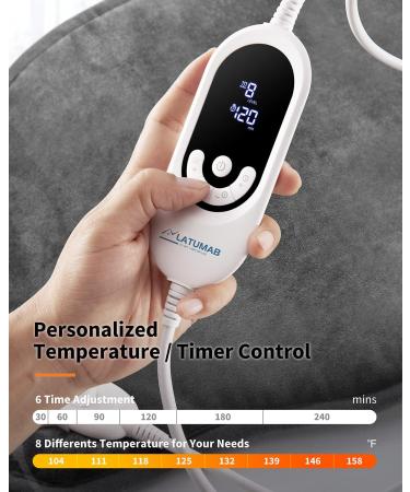 Latumab Large Electric Heating Pad for Back Pain Relief - Menstrual Heating Pad for Cramps - 8 Heat Settings, 5 Timers - Waist, Lumbar, Abdomen - 15x24 - Washable - Buy Online on GoSupps.com