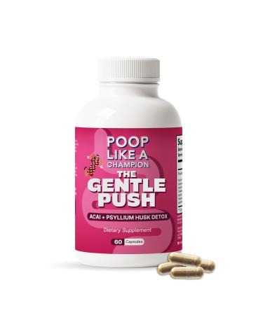 Poop Like a Champion Constipation Relief Capsules - Acai Psyllium Husk Ginger Root Chlorella Prebiotic Blend 60 Capsules Supports Bowel Movement Promotes Gut Health Supplement