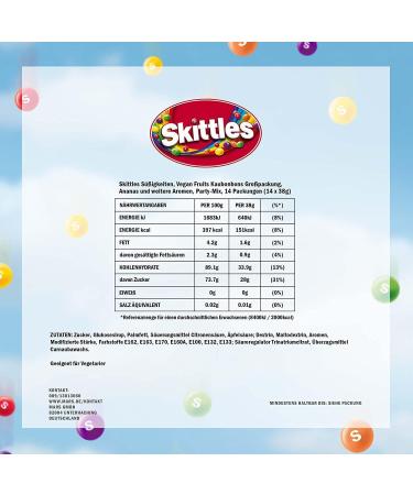 Buy Vegan Skittles Sweets | 14 Pack of Fruit Flavors | Perfect American Football Snacks | Pineapple & More | 38g Each - Buy Online on GoSupps.com
