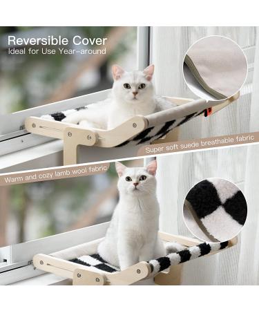 Cat Window Perch - Sturdy Plush Hammock Bed for Indoor Cats | No Drilling or Suction Cups | Durable Space-Saving Window Seat with Chessboard Pattern - Buy Online on GoSupps.com