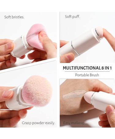 JPNK Portable Makeup Brushes Set - 8 in 1 Travel Loose Powder, Angled, Foundation, Lip Brush - Retractable Makeup Brushes (White) - Buy Online on GoSupps.com