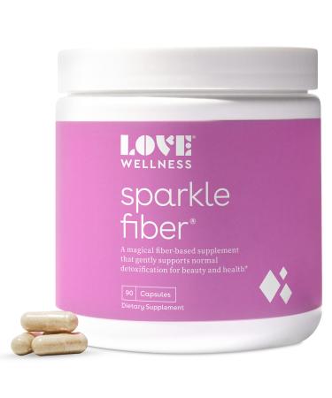 Love Wellness Sparkle Fiber Supplement for Gut Health, 90 Capsules - Beauty Fiber Pills for Sparkling Skin, Bloating Relief & Weight Management - Psyllium Husk Powder Fiber & Digestive Enzymes